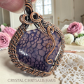 Copper Hand Crafted Wire Wrap Natural Purple Dragon Vein Agate Heart Pendant