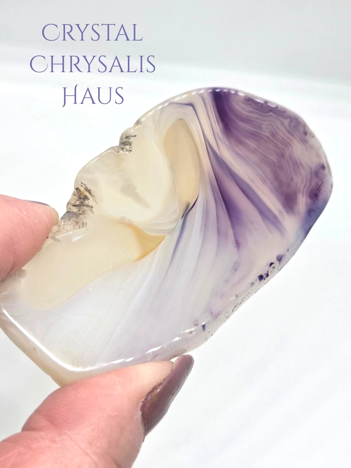 Natural Rare Colour Banded Purple Agate Geode Slice