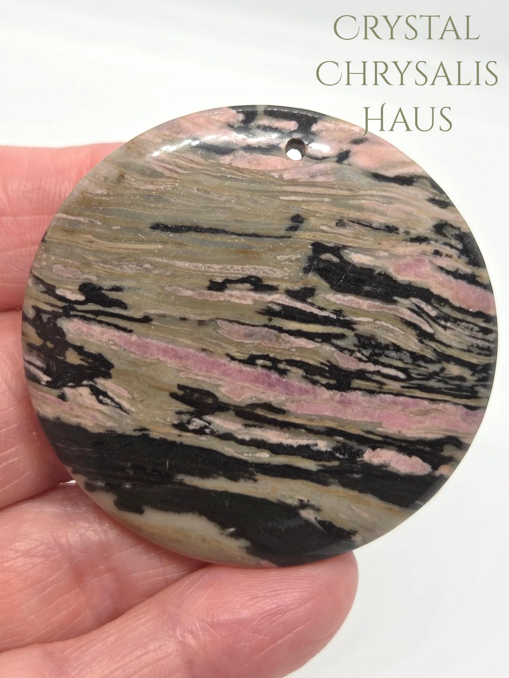Natural Round Cut Rhodonite Gemstone Drilled Pillow Cabochon