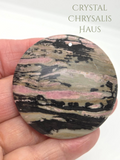 Natural Round Cut Rhodonite Gemstone Drilled Pillow Cabochon