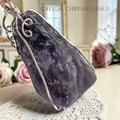 Hand Crafted Silver Wire Wrap Natural Deep Purple Amethyst Pendant
