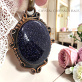 Old World Designed Solid Copper Blue Goldstone Pendant