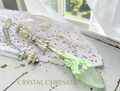 Old World Antique Silver Dragon Natural Green Ghost Crystal Pendant Pendulum Necklace