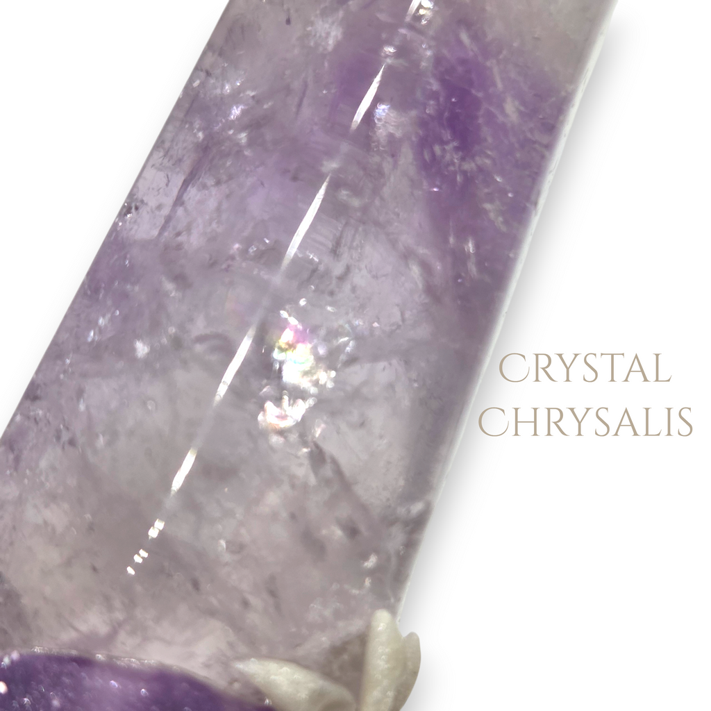 Handmade Antique Silver Natural Clear Amethyst Quartz Crystal Point Pendant