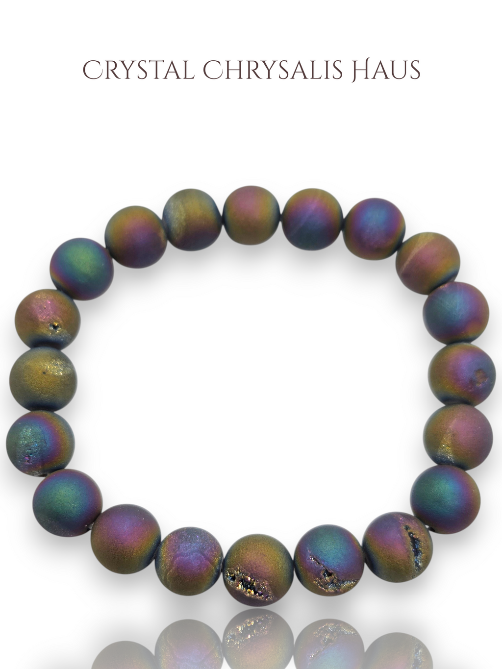 Frosted Rainbow Druzy Gemstone Expandable Bead Bracelet